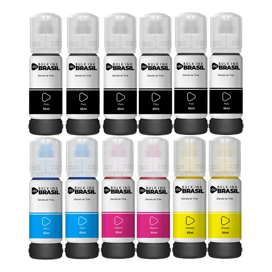 12 Refil Tinta Para Epson T544 L3150 L3110 L3250 L5590 Cmyk