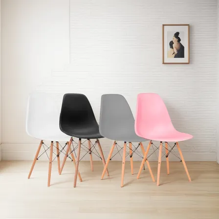 Silla De Comedor Eames Dsw Clasica Estructura Pvc Hogar