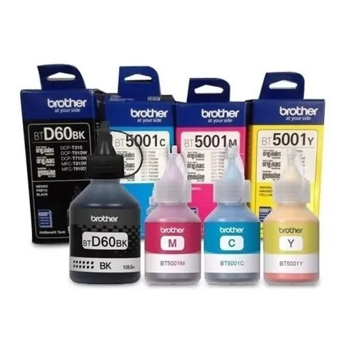 Kit De 4 Tintas Originales Brother - Bt-d60bk Bt5001 (c,m,y)