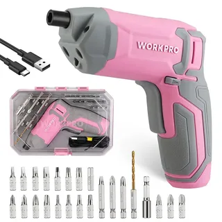Workpro Wireless Destornillators Color Rose, 3.6 V, With 24 Piezes