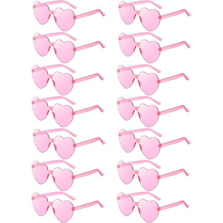 14 Pares De Gafas De Sol Con Forma De Corazón, Color Rosa, 14 Pares De Gafas De Sol Con Forma De Corazón, Color Rosa,
