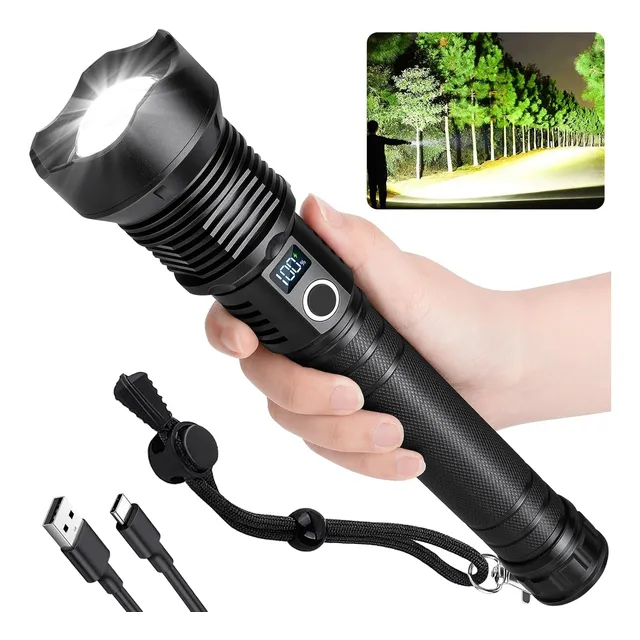Linterna Led Potente Recargable 500 Mts Alcance Zoom 60 Wats
