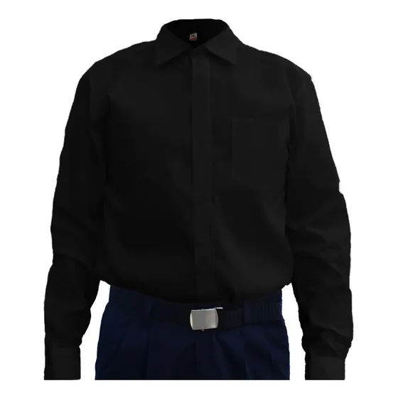 Camisa Negra Manga Larga Tela Popelina