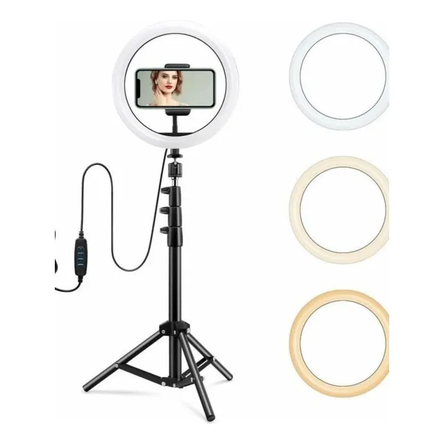 Aro De Luz Led 33cm Con Soporte Para Celular Y Trípode