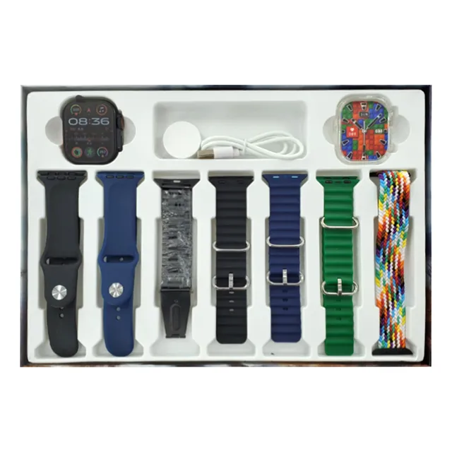 Combo De Reloj Smartwatch 9 En 1 Forro Protector 7 Correas