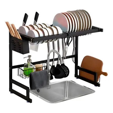 Soul 2 plantas 65cm rack organizador de cocina escurridor negro