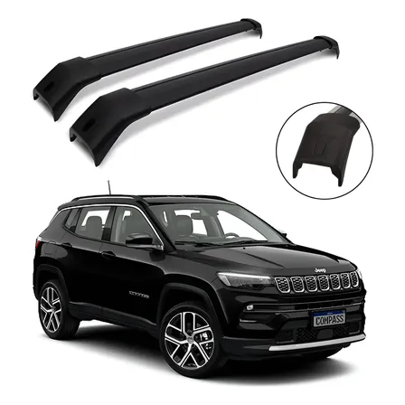 Travessa De Teto Rack Jeep Compass 2017 Ate 2025 Preto Preto