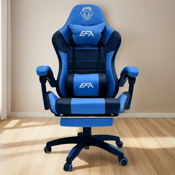 Cadeira Para Escritório Gamer Efa Start Cor Azul Material Do Estofamento Couro Sintético