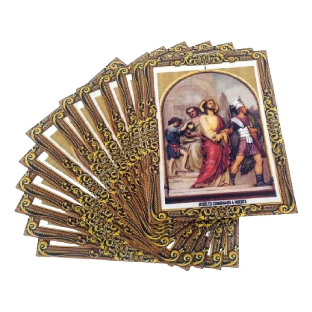 Juego De Láminas Del Santo Viacrucis En Tela