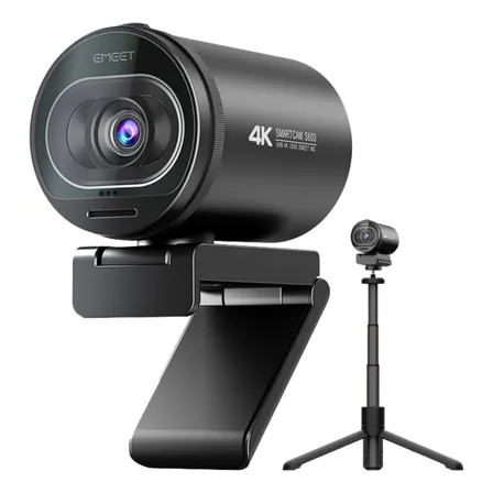 Cámara Web 4k Autofocus Emeet S600 Webcam Con Mics Y Trípode Color Negro