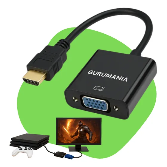 Conversor Adaptador De Vídeo Hdmi Macho Para Vga Femea Gurumania