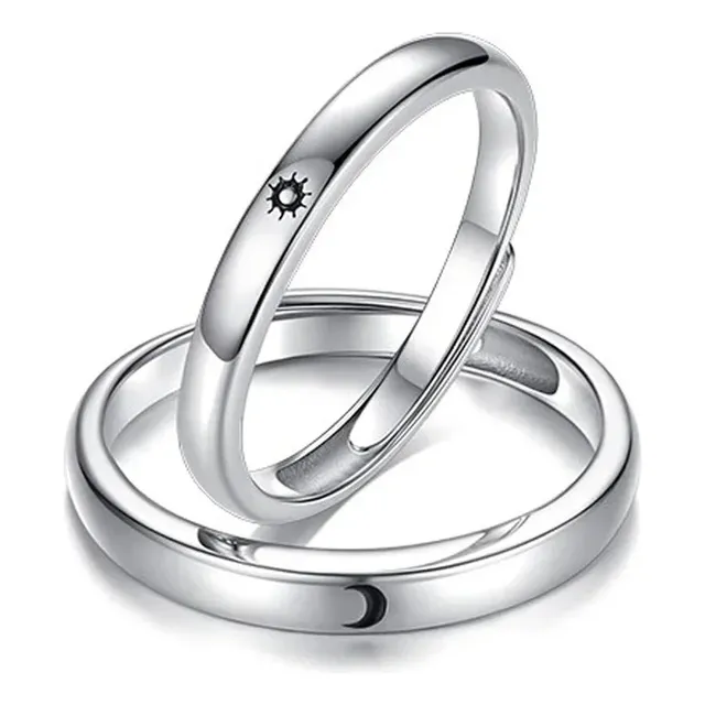 Juego De Anillos Ajustables De Luna Y Estrella Para Parejas