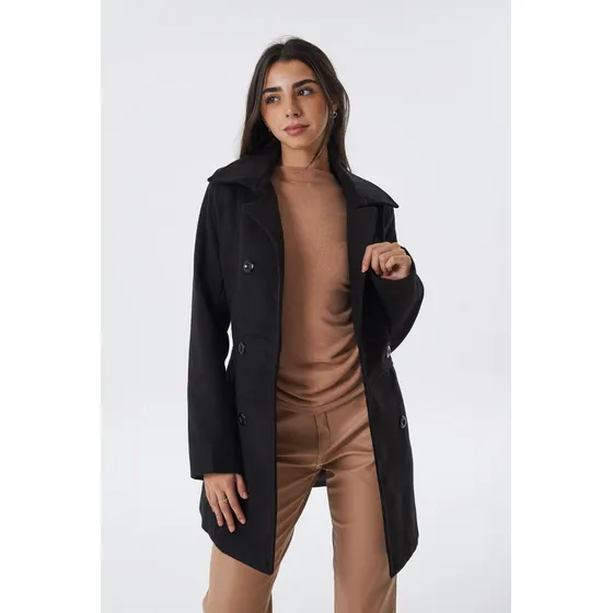 Tapado Saco Velour Mujer Mochi Martingala En Espalda