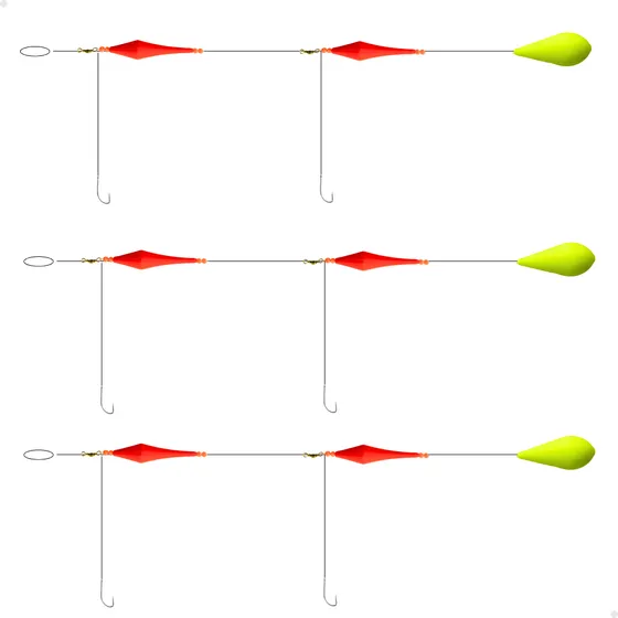 Pack 3 Lineas Pejerrey Chirimbolo Boyas Rombo 6.5 Cm Puntera