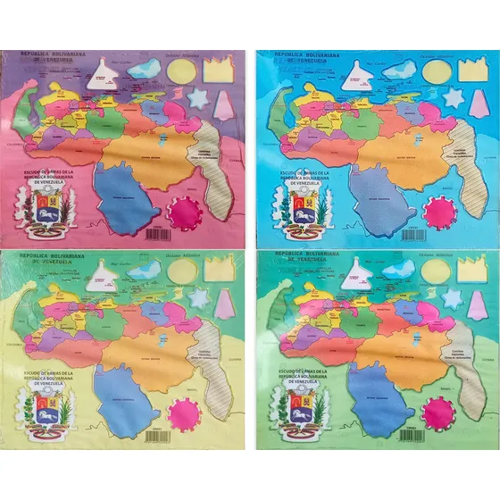 Pack 4 Plantillas Del Mapa De Venezuela Y El Escudo