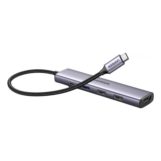 Ugreen Hub 5 En 1 Tipo C A Usb 3.0, Usb 2.0, Hdmi, Pd Gris