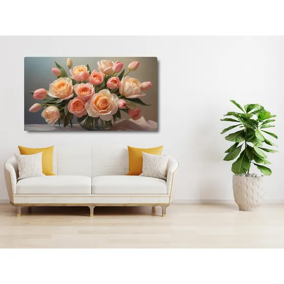 Cuadro Lienzo De Florero Rosas Regalo Para La Madre  120x70