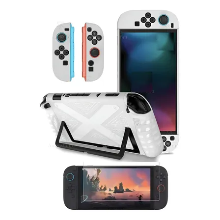 Funda Pro + Mica Vidrio Templado +kit Para Nintendo Switch 2 Blanco
