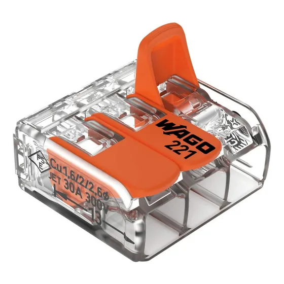 221-613 Conector De Empalme De Palanca 3 Polos Wago 60 Pzas
