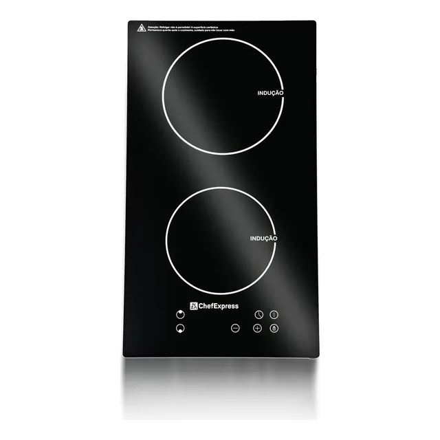 Fogão Cooktop Elétrico Preto Vidro De Indução Embutir 2bocas