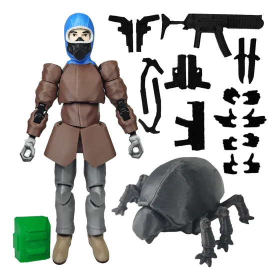 El Eternauta Muñeco Articulado + Cascarudo +20 Accesorios