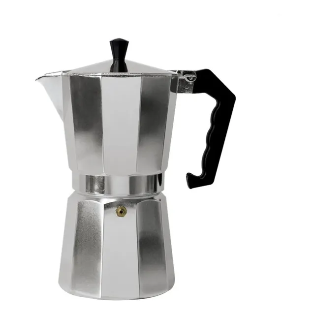 Cafetera Italiana 6 Tazas Express Moka Estufa Fuego Directo Color Plateada
