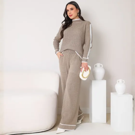 Conjunto Feminino Fang Elegante Moda Inverno Tecido Macio