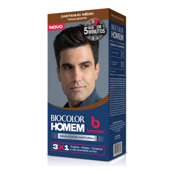 Tonalizante Capilar Castanho Médio Biocolor Homem Bozzano