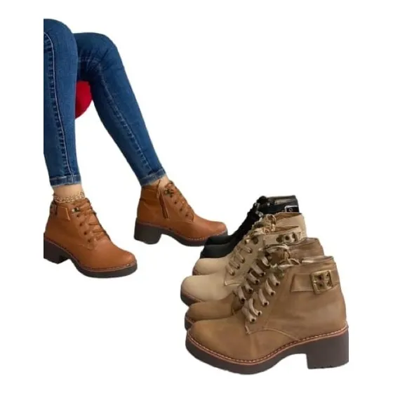Botines Tacon Medio Para Dama