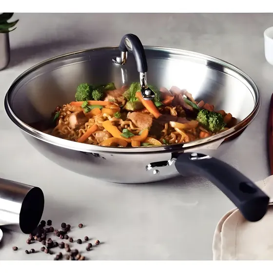 Sartén Wok Con Tapa Acero Inoxidable 28 Cm Tramontina Solar Inox | Cuotas sin interés