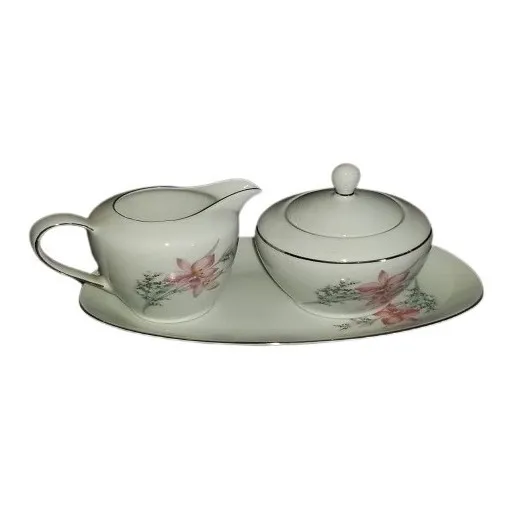 Jarra Para Cafe Azucarera Y  Bandeja Bavaria Borde De Plata