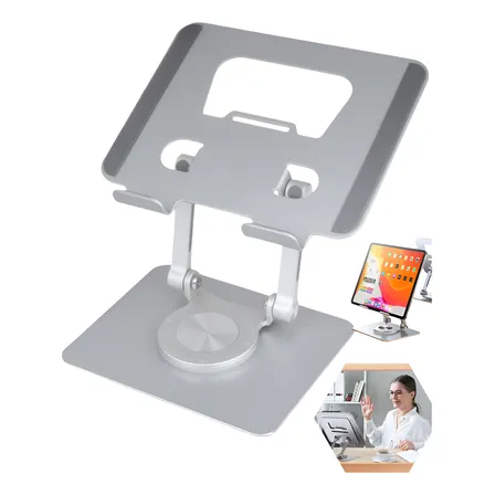 Soporte Universal Tablet Ipad Metal Giratorio 360 Escritorio Plateado
