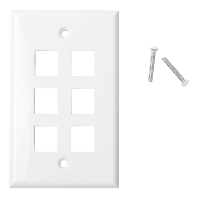 Placa De Pared De 6 Puertos, Keystone, Color Blanco