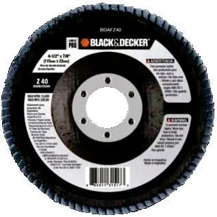 Disco Flap De Lija Zirconio 4.1/2puLG Gr. 80 Black & Decker