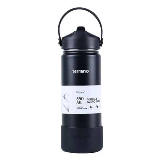 Botella Terrano 550ml Térmica Acero Inoxidable Negro