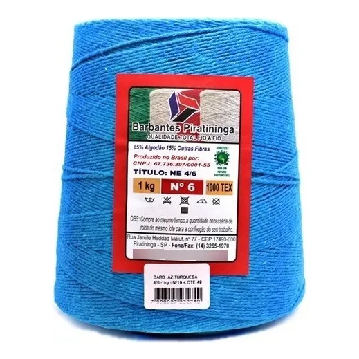 Barbante Colorido Ou Cru 1kg Fio 6 - Escolha As Cores Cor Azul-turquesa