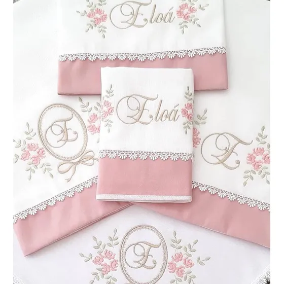 Kit 1 Fralda + 3 Paninho De Boca Personalizado 