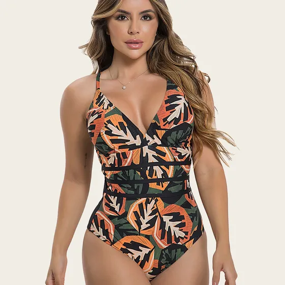 Maiô Feminino Frente Única Com Bojo Cortinão Estampado
