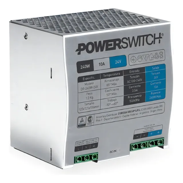 Fuente De Alimentacion Power Switching 240w 24v 10a Riel Din