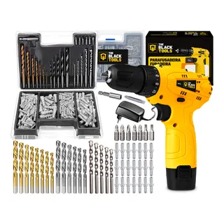 Parafusadeira Furadeira 3/8 127/220v A Bateria 12v Tb12a The Black Tools Jogo Brocas E Buchas 300 Peças Parafusadeira Furadeira 3/8 127/220v A Bateria 12v Tb12a The Black Tools Jogo Brocas E Buchas 300 Peças