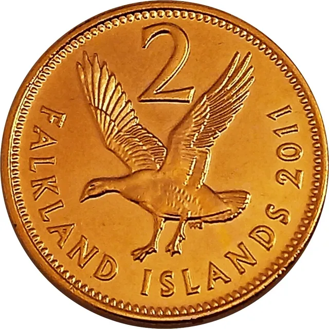 Islas Malvinas (falkland) 2 Pence Del Año 2011 Con Oro 24k