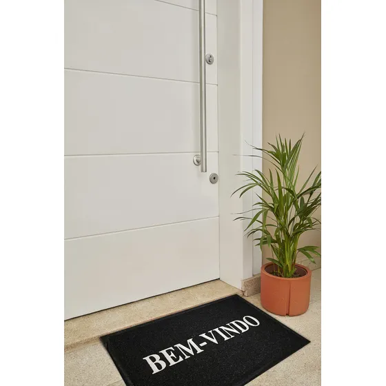 Tapete Capacho Bem-vindo -60cmx40cm -decoração, Casa, Porta Cor Preto
