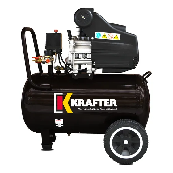 Compresor Krafter 2.5hp 50 Litros 8bar 116 Psi 220v Color Negro Fase Eléctrica Monofásica