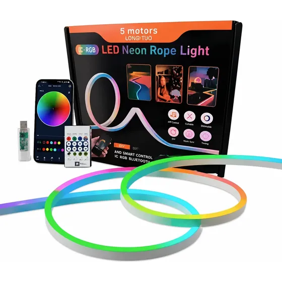 Fita Led Neon Inteligente 5m Ip67 Prova Agua Usb Rgbic