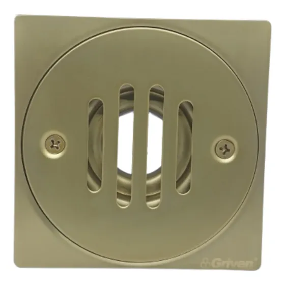 Desague Centro Piso Uniflow Acero Inoxidable 10x10cm Dorado