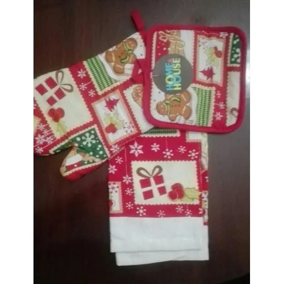 Juego De Cocina, Agarrador, Pañito, Y Guante, Nuevo, 