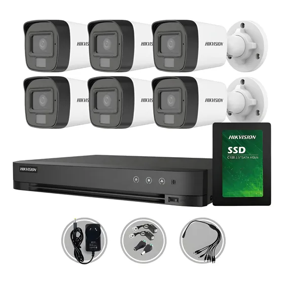 Kit Seguridad Hikvision 8ch 3k Full Hd+ 6 Camara 5mp +disco