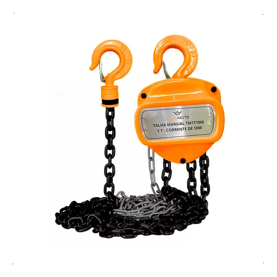Talha Manual 1 Tonelada 1000kg Com Freio Duplo Corrente 10 Metros King Note