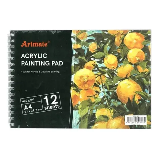Block Artmate Para Acrilico A4 400gr 12 Hojas