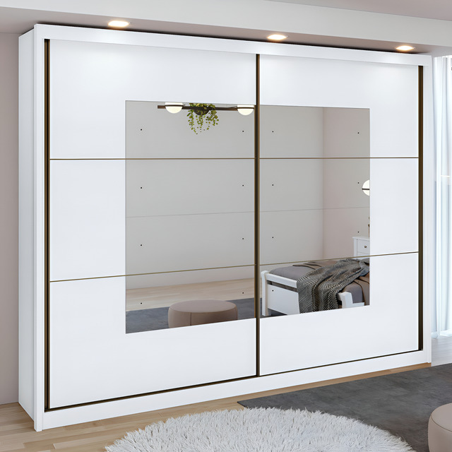 Guarda-roupa Casal Branco Mdf Espresso Móveis Toronto Plus 2 Portas Corrediças Espelho Guarda-roupa Casal Branco Mdf Espresso Móveis Toronto Plus 2 Portas Corrediças Espelho